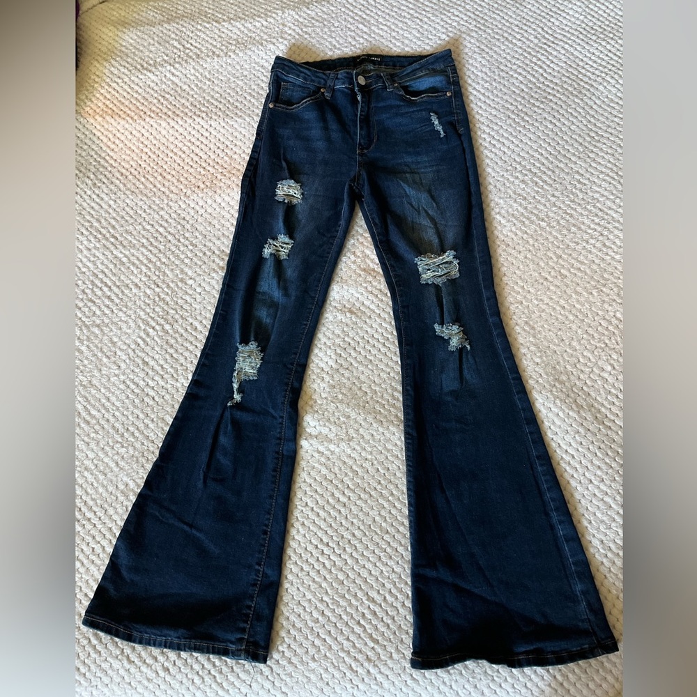 Dark blue flared jeans